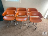 Set of Six Vintage Mid-Century Modern Orange Dining Chairs - Located at 17 Runnymede Way, Greenville