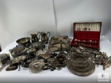 Large Lot of Vintage Silver-Plated Tableware and Flatware