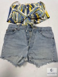 Vintage Levi's 501 Denim Shorts & Victoria's Secret Striped Swimwear Set
