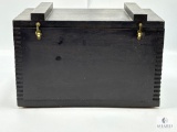 Vintage Black Wooden Storage Box with Brass Latches - 16
