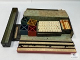 Vintage Mahjong Game Set with Original Box and Accessories