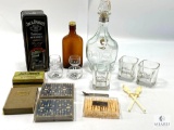 Vintage Jack Daniel's Memorabilia Lot with Circa 1940s Amber Bottle