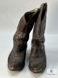 Vintage Made in USA Western Cowboy Boots with Decorative Toe Caps