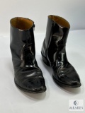 Black Leather Western Ankle Boots with Zipper - Men's Size 14