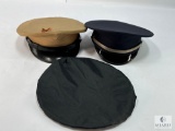 3 Military-Style Dress Caps with Cover - Size 7
