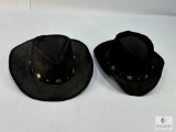 Set of 2 Minnetonka Black Suede Western Hats with Buffalo Nickel Accents