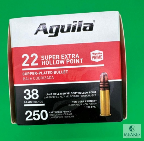 250 Rounds Aguila .22 Long Rifle Ammo. 38 Grain Hollow Point