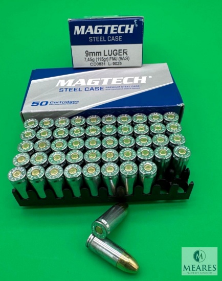 100 Rounds Magtech 9mm Ammo. 115 Grain FMJ