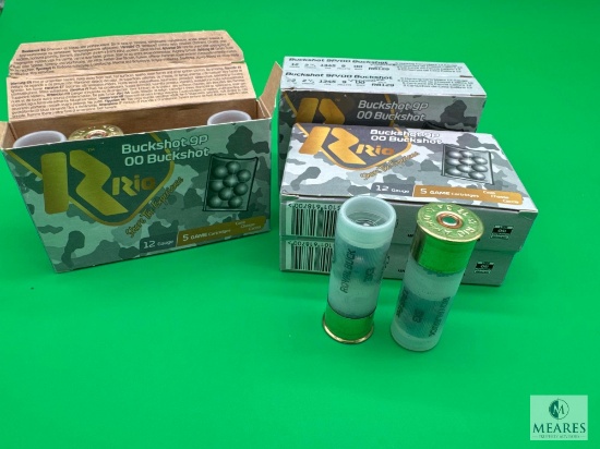 5 Boxes Rio .12 Gauge Buckshot. 2 3/4" 00 Buck 9 Pellets 1345FPS