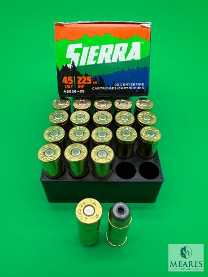 20 Rounds Sierra .45 Long Colt Ammo. 225 Grain Hollow Point