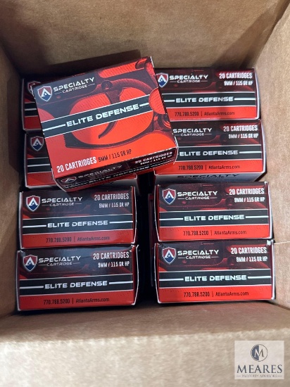 500 Rounds Atlanta Arms Elite Defense 9mm Ammo. 115 Grain Hollow Point