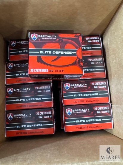 500 Rounds Atlanta Arms Elite Defense 9mm Ammo. 115 Grain Hollow Point