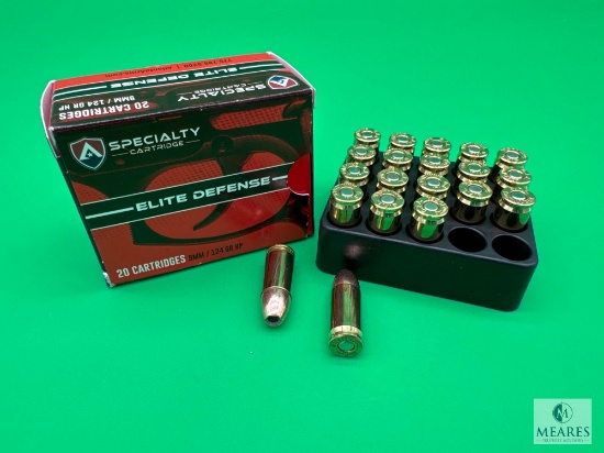 20 Rounds Atlanta Arms Elite Defense 9mm Ammo. 124 Grain Hollow Point