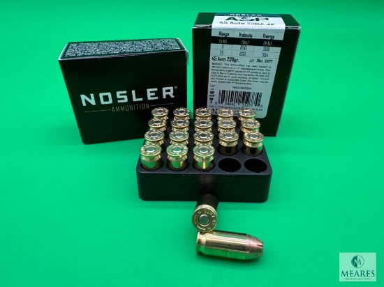 2 Boxes Nosler Match .45 ACP Ammo. 230 Grain Hollow Point