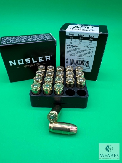 2 Boxes Nosler Match .45 ACP Ammo. 230 Grain Hollow Point