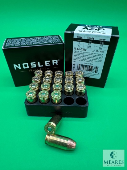 2 Boxes Nosler Match .45 ACP Ammo. 230 Grain Hollow Point