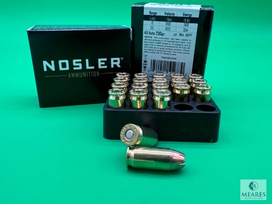 2 Boxes Nosler Match .45 ACP Ammo. 230 Grain Hollow Point