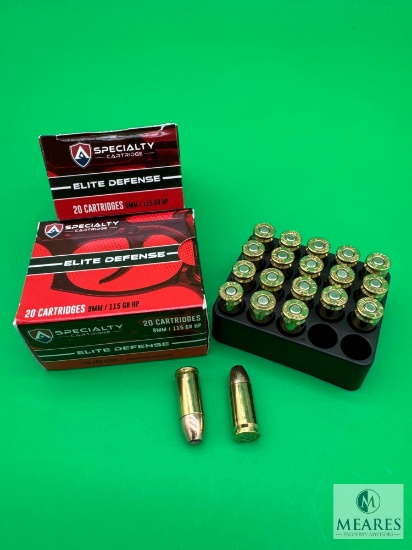 2 Boxes Atlanta Arms Elite Defense 9mm Ammo. 115 Grain Hollow Point