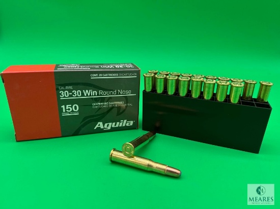 20 Rounds Aguila 30-30 Rifle Ammo. 150 Grain Soft Point