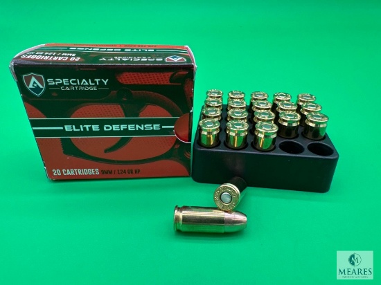 20 Rounds Atlanta Arms Elite Defense 9mm Ammo. 124 Grain Hollow Point