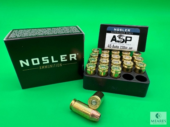2 Boxes Nosler Match .45 ACP Ammo. 230 Grain Hollow Point
