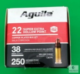 250 Rounds Aguila .22 Long Rifle Ammo. 38 Grain Hollow Point