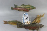 lot of 5 Wooden Fish decoys