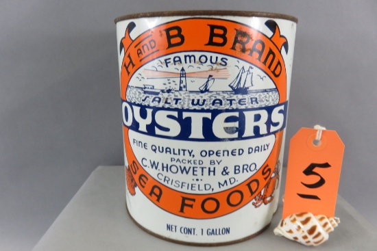 H and B Brand Oyster Can