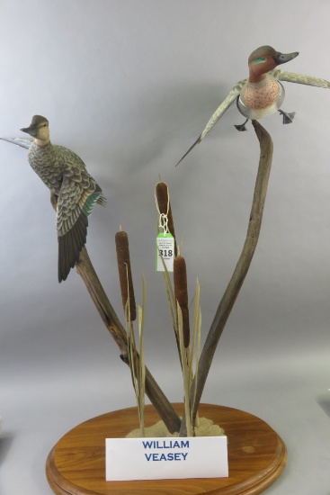 Amazing Decorative William Veasey Flying Teal Pair