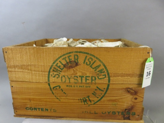 Wooden Shelter Island Oyster Box With Shells
