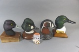 Lot of 4 Wood Carved duck Heads