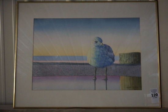 WATERCOLOR OF SEAGULL BY GEOFF STACK