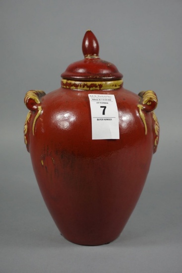 REDWARE VASE WITH LID