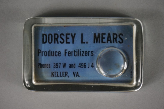 DORSEY L. MEARS FERTILIZER PAPERWEIGHT