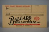 BALLERD FISH & OYSTER SHIPPING TAG
