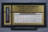 FRANK S. DRUMMOND ADVERTISING THERMOMETER/CALENDAR