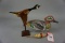 2 CARVINGS & 1 WOODEN BOBBER