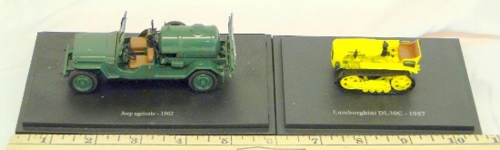 EARLY MODEL DIECAST TRACTORS ON BASE