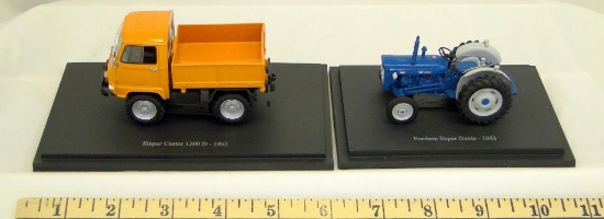 EARLY MODEL DIECAST TRACTORS ON BASE