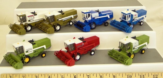 SCALE: 1:87 BUSCH BUSCH FARM TOYS, GERMANY. COMBINE W/HEAD TRAILER, VERY FINE PLASTIC - DETAIL,