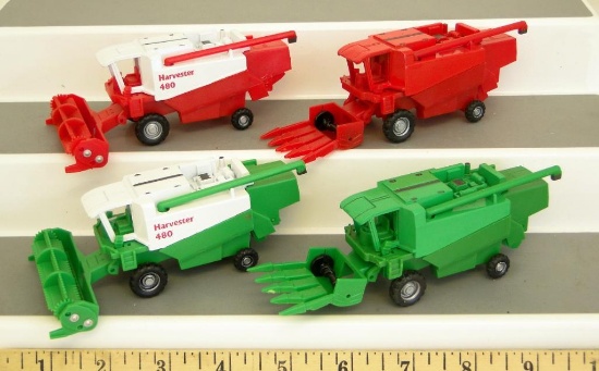 SCALE: 1:87 SMART TOYS 480 Lot: SMART TOYS 1998 COMBINE HARVESTERS; APROX. 1:87 SCALE, DIE CAST TO