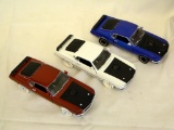 SCALE: 1/16 1969 MUSTANG MACH 1 COBRA JET CARS. NICE DETAIL, HEAVY DIE CAST; DOORS & HOODS OPEN;