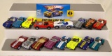 SCALE: 1/64 1982 HOT WHEELS; FORD COBRAS - HOODS OPEN, 3 HAVE GOOD YEAR TIRES