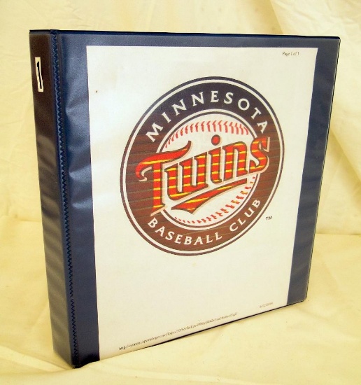 TWINS BINDER OF UNRESEARCHED TWINS TEAM CARDS (OVER 100) FROM EARLY YEARS THROUGH '87 WORLD SERIES