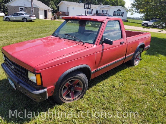 1991 Chevrolet S10 pickup. Two-wheel drive 5 speed manual transmission. 4Tech 4 cylinder engine .