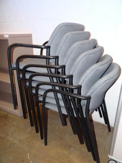 (6) STACKABLE CONFERENCE ROOM CHAIRS WITH ARMS, 36 INCHES HIGH AT BACK LOCATION - GOVERNMENT SERVICE