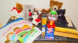 BEANIE BABIES, PLUSH ANIMALS, GAMES, M AND M CANDY DISPENSER