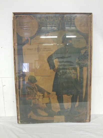 World War II French poster. Measures approximately 45 inches tall by 32 wide.