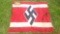 German Nazi flag that measures 4.4 x 3.10. Quite a bit of moth damage. Note, we do not condone the