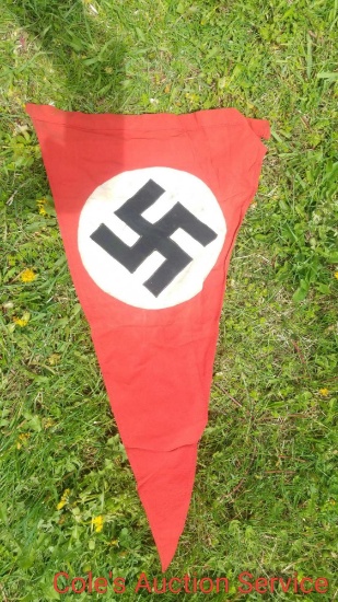 German Nazi flag Banner that measures 24 + 24 x 13.Note, we do not condone the atrocities committed